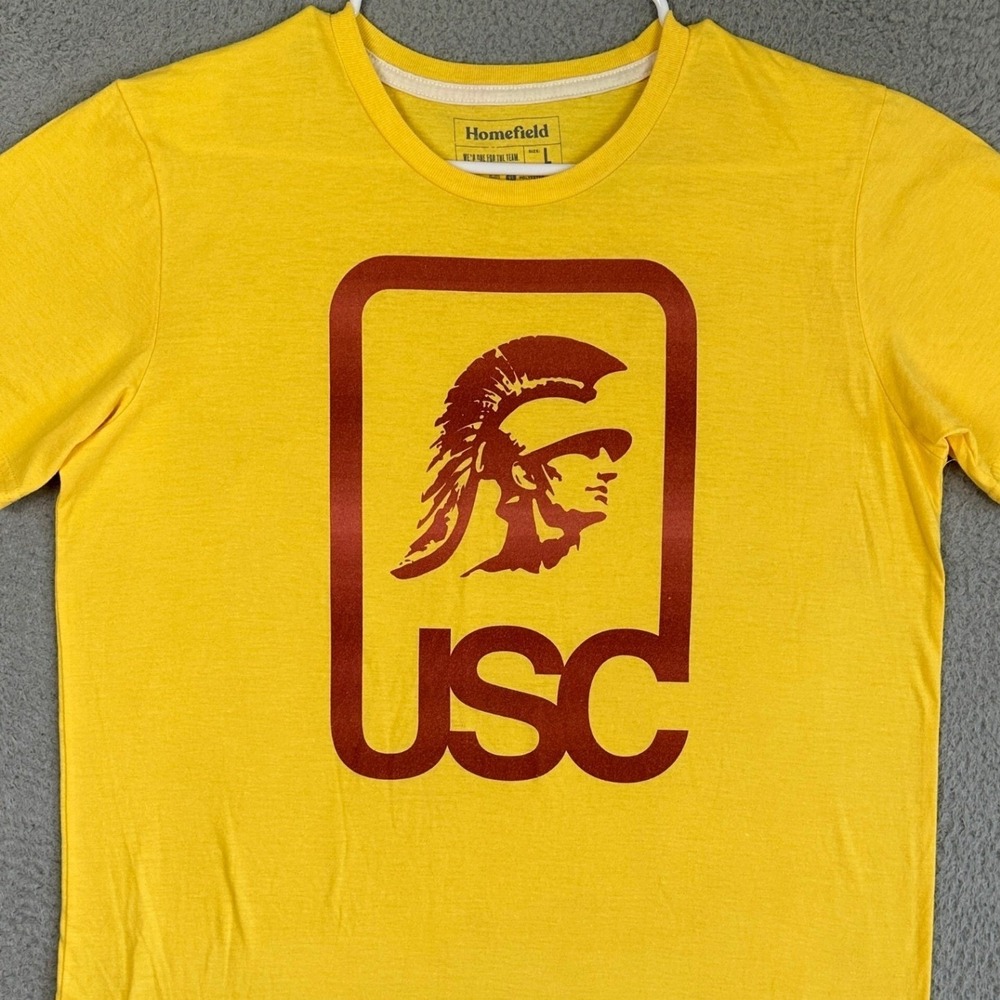 USC Trojans Homefield T-Shirt Mens Large Yellow Red Crew Neck‎ Short Sleeve Tee